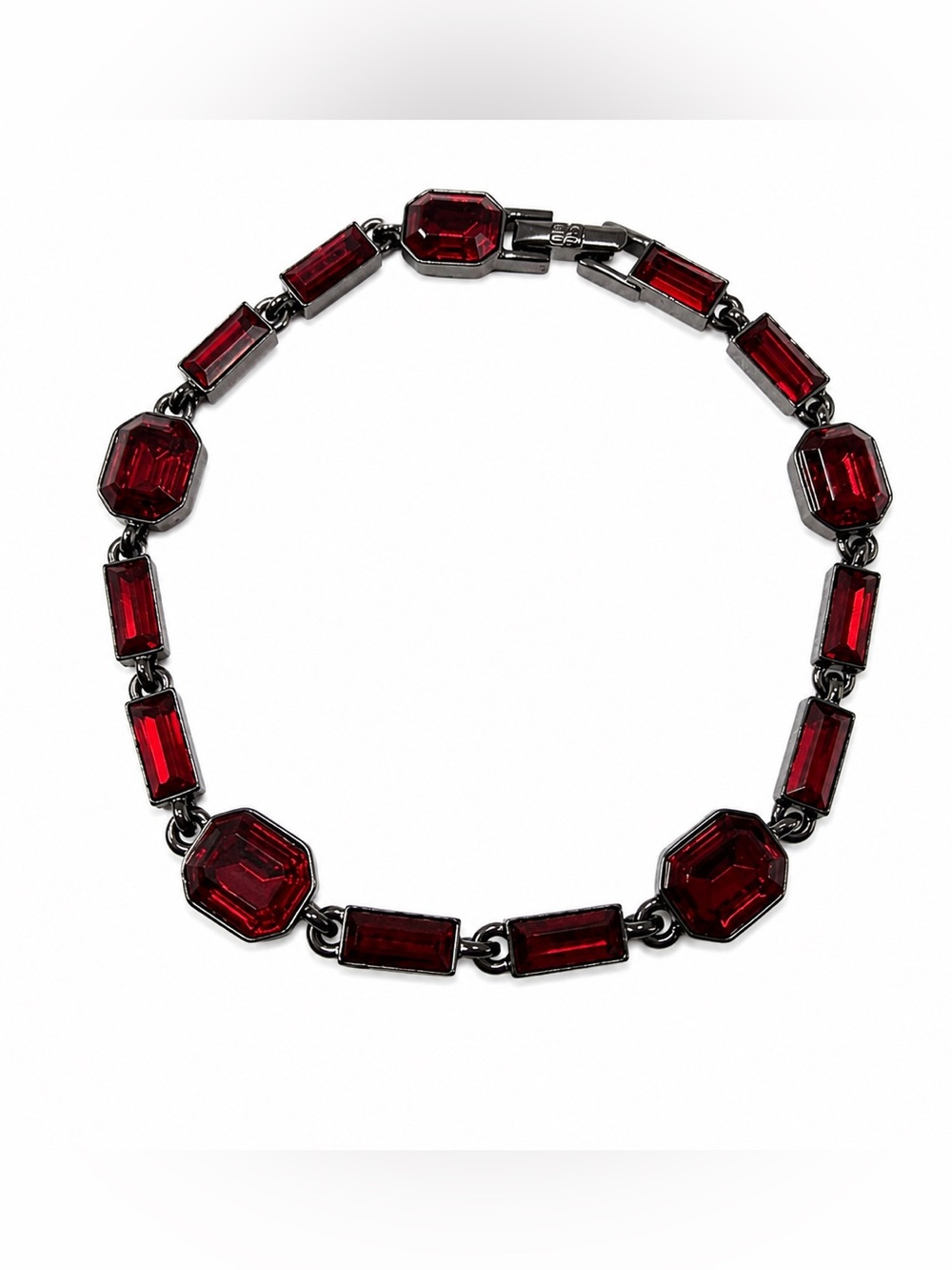 Givenchy Red Crystal Gunmetal Link Bracelet